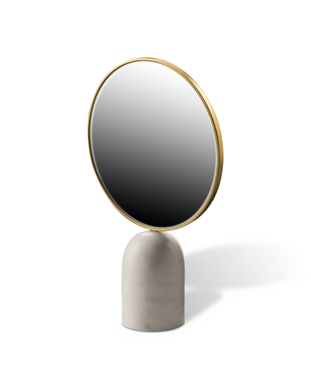 POLS POTTEN Round Mirror with marble Base 桌鏡