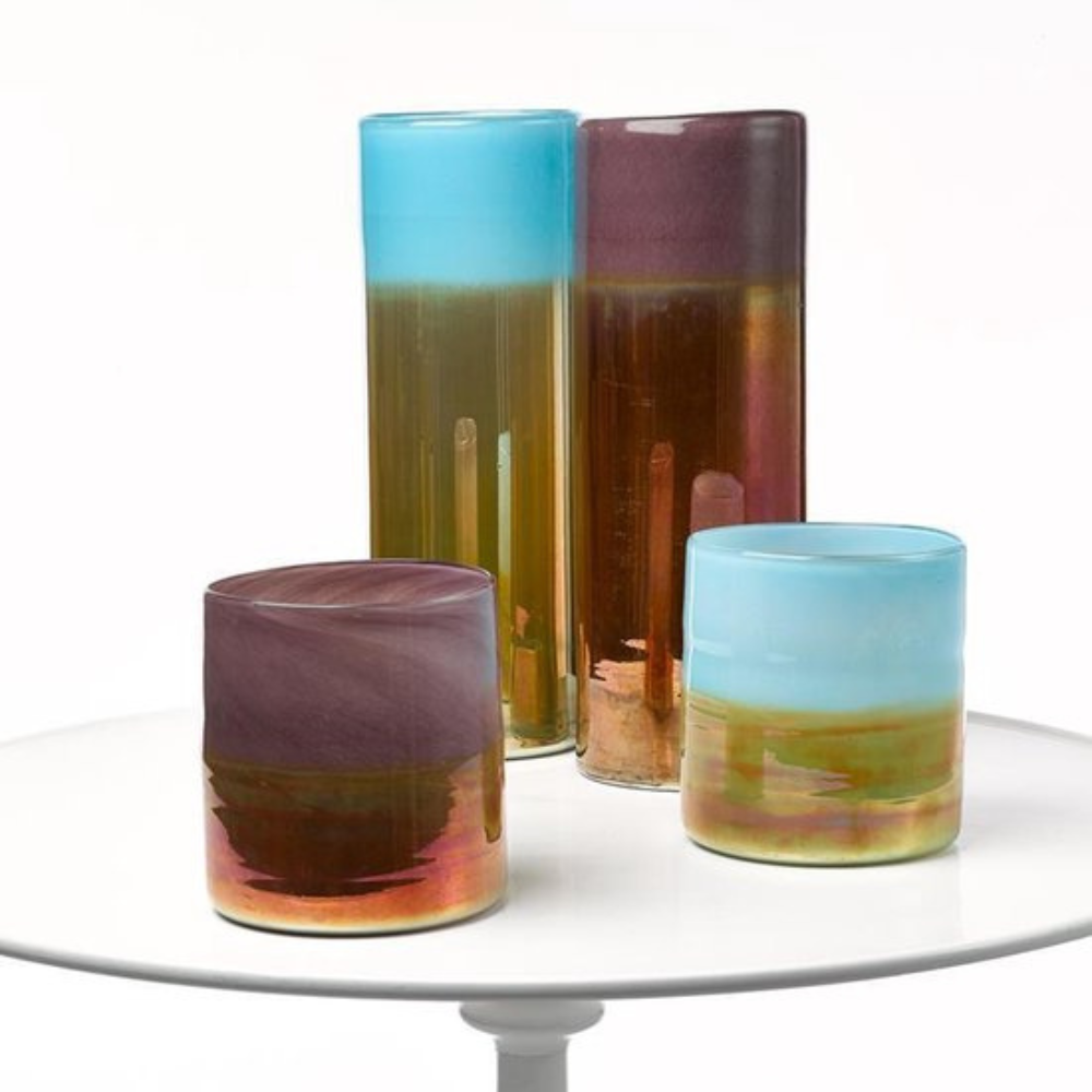 POLS POTTEN Horizon Vase Aqua Gold Low