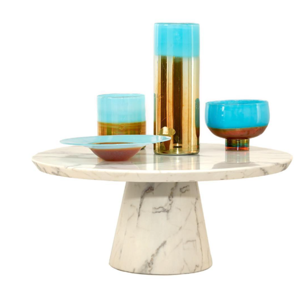 POLS POTTEN Horizon Vase Aqua Gold Low