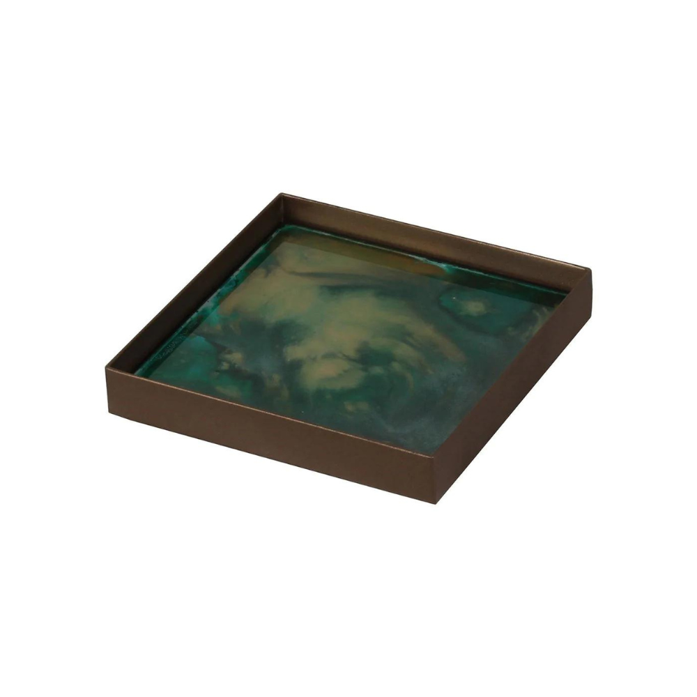 NOTRE MONDE Malachite Glass Valet Tray