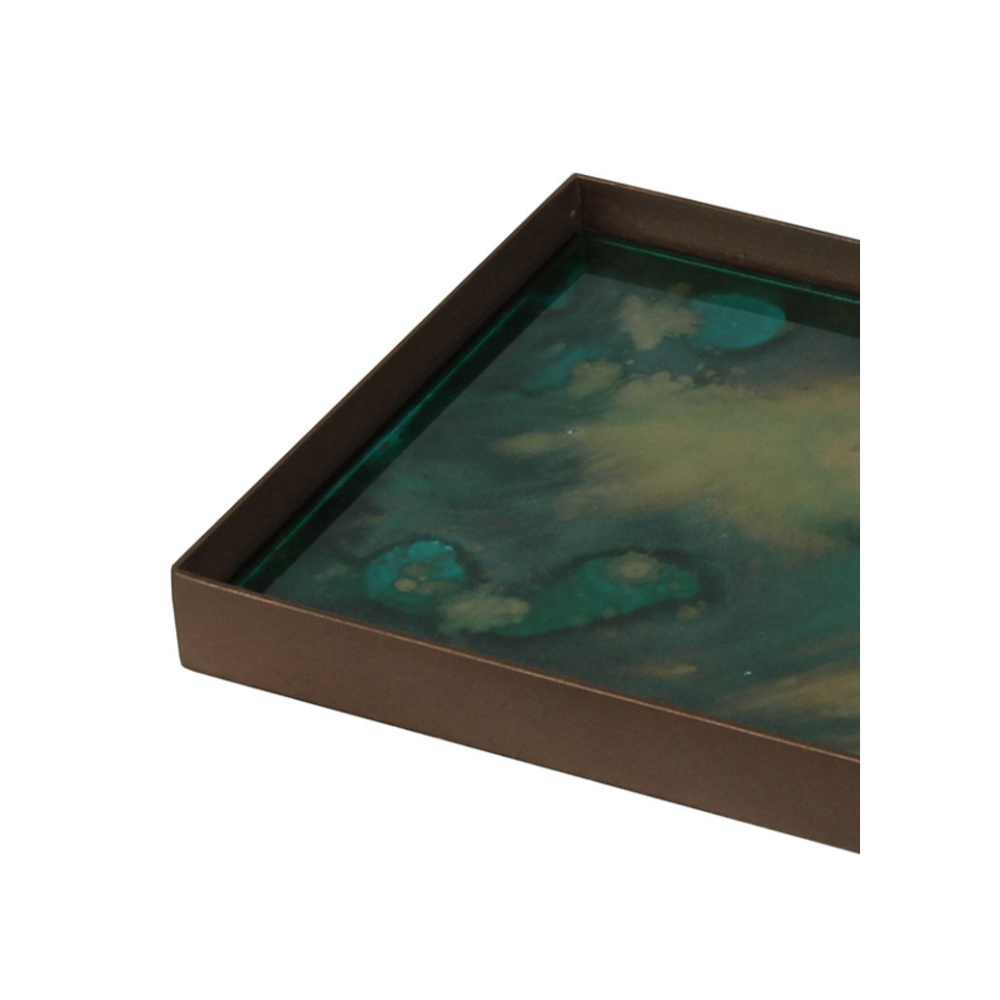 NOTRE MONDE Malachite Glass Valet Tray