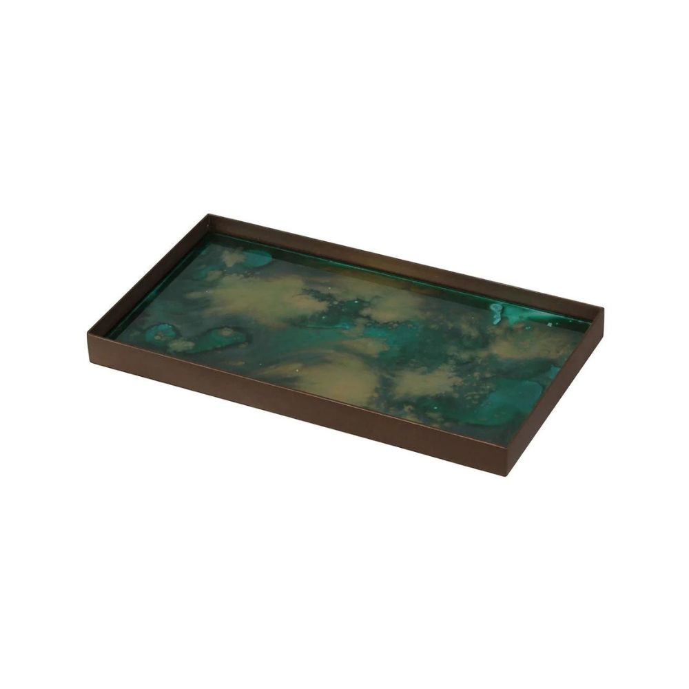 NOTRE MONDE Malachite Glass Valet Tray