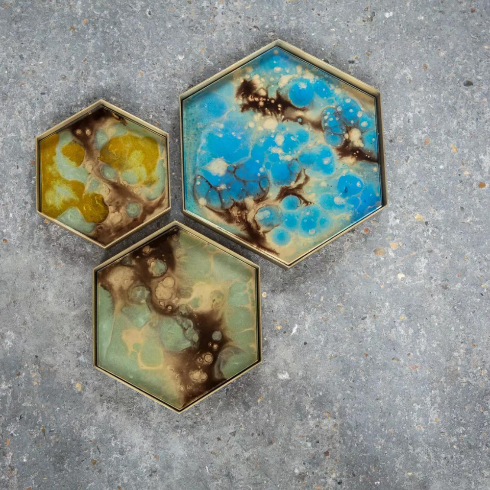 NOTRE MONDE Organic Teal Valet Tray Hexagon