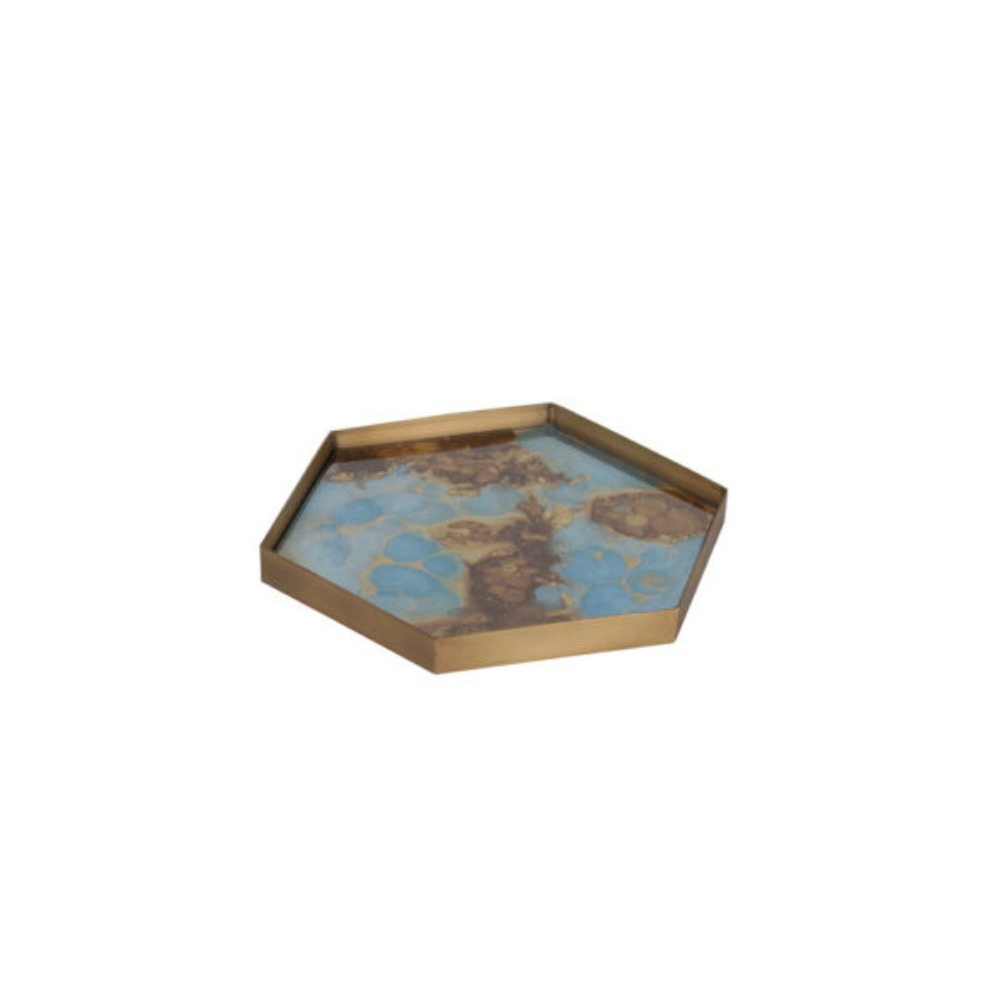 NOTRE MONDE Organic Teal Valet Tray Hexagon