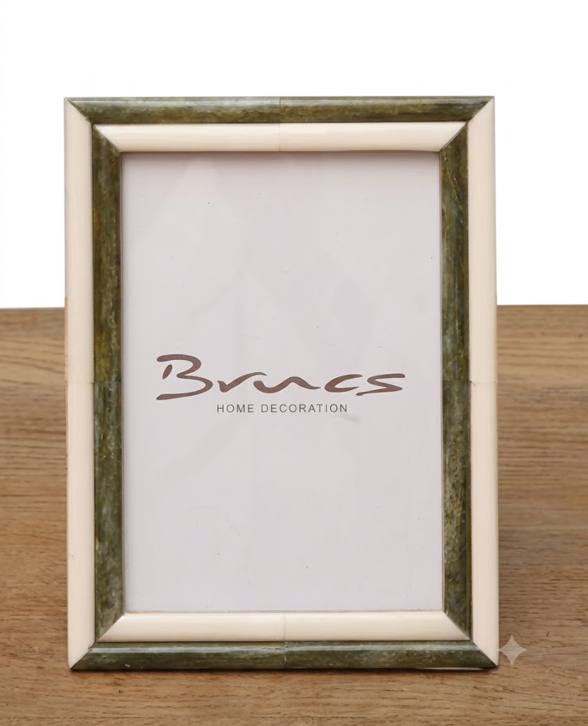 WHITE-GREEN BONE PHOTO FRAME