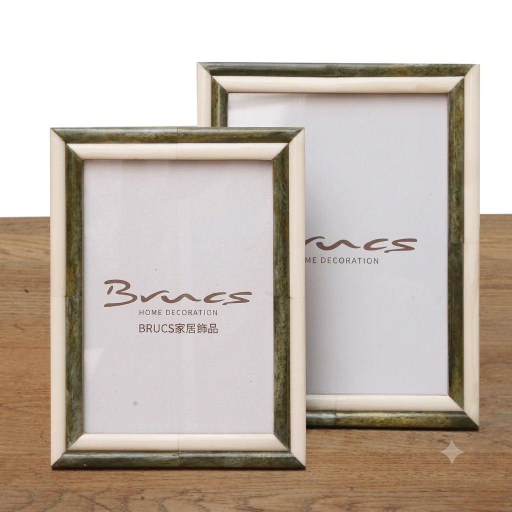 WHITE-GREEN BONE PHOTO FRAME