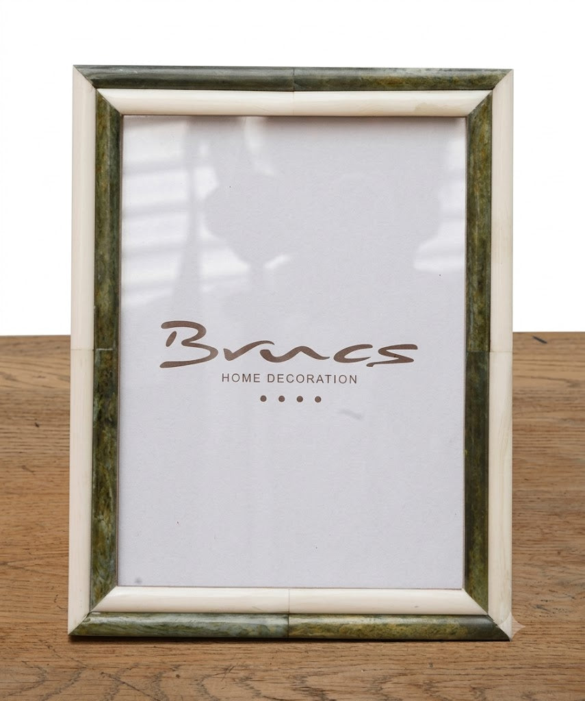 WHITE-GREEN BONE PHOTO FRAME