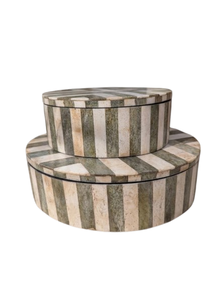 ANTIQUE & GREY BONE ROUND BOX