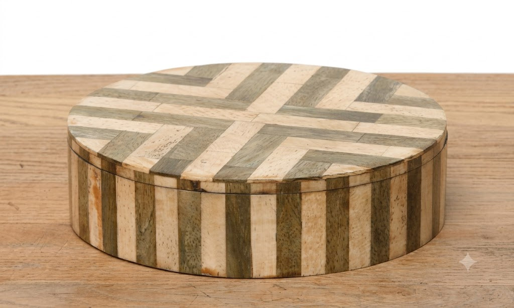 ANTIQUE & GREY BONE ROUND BOX