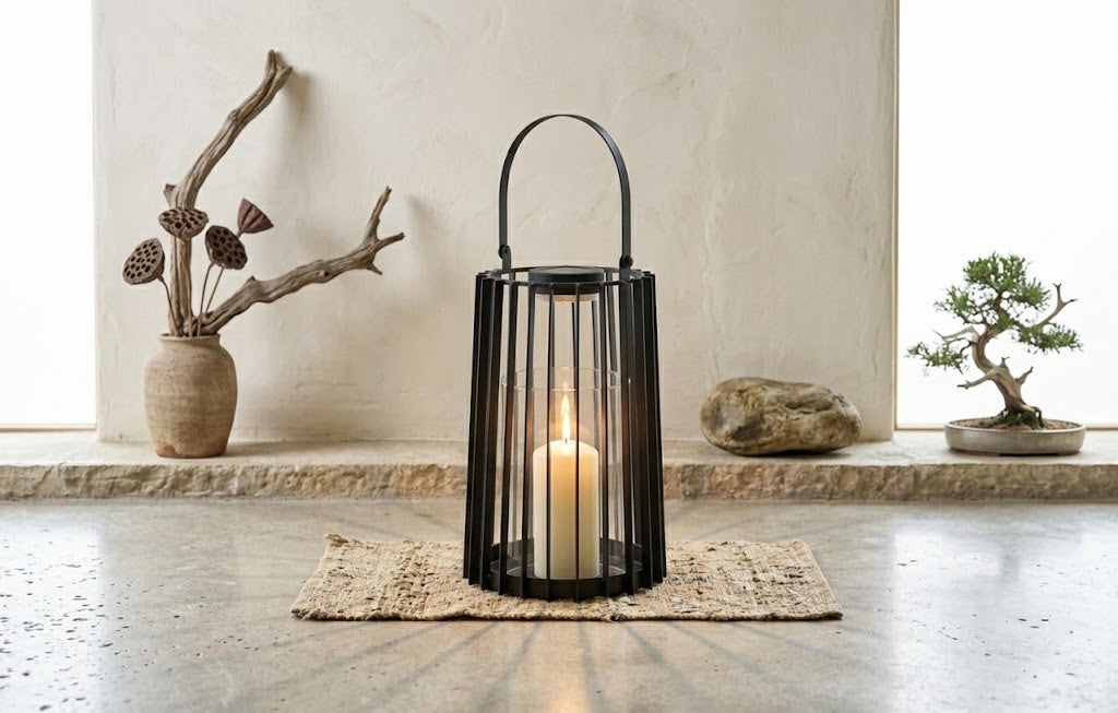 BLACK IRON HURRICANE CANDLE HOLDER
