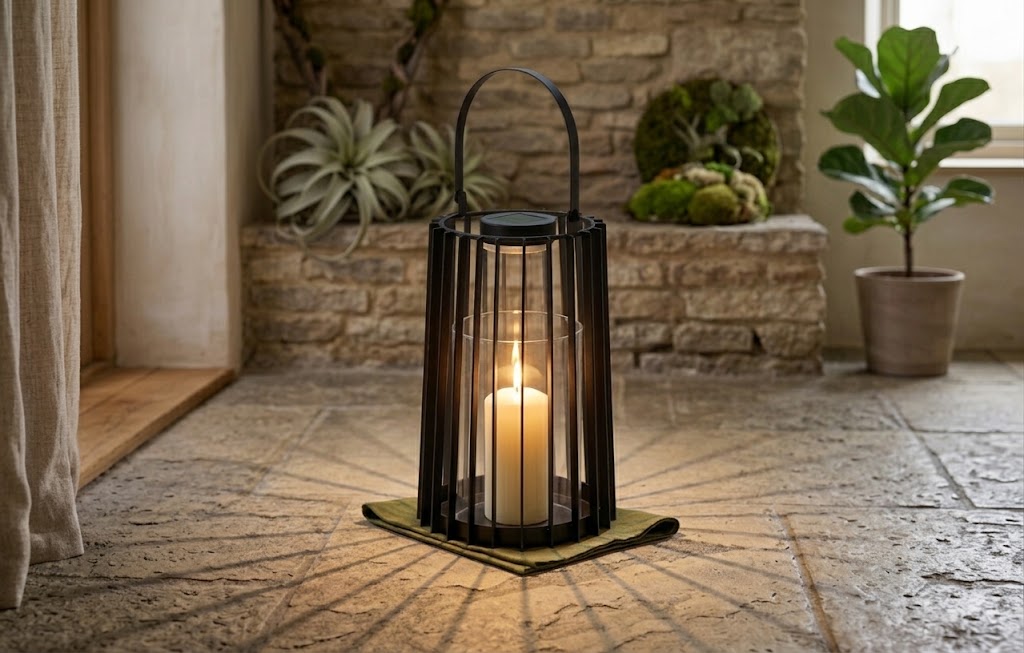 BLACK IRON HURRICANE CANDLE HOLDER