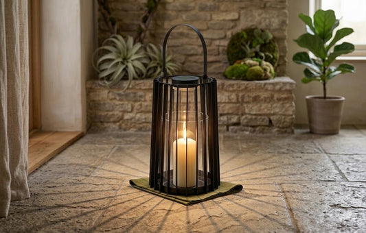 BLACK IRON HURRICANE CANDLE HOLDER