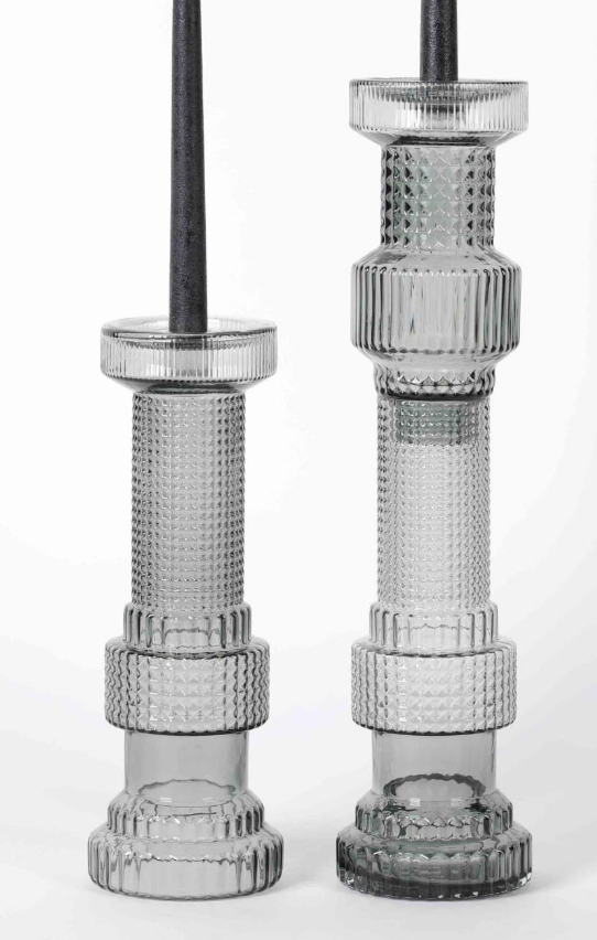QUBE GREY - GLASS TAPER HOLDER