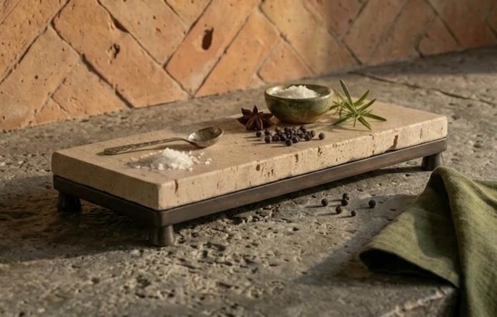 RECTANGULAR MARBLE TRAY - TRAVERTIN