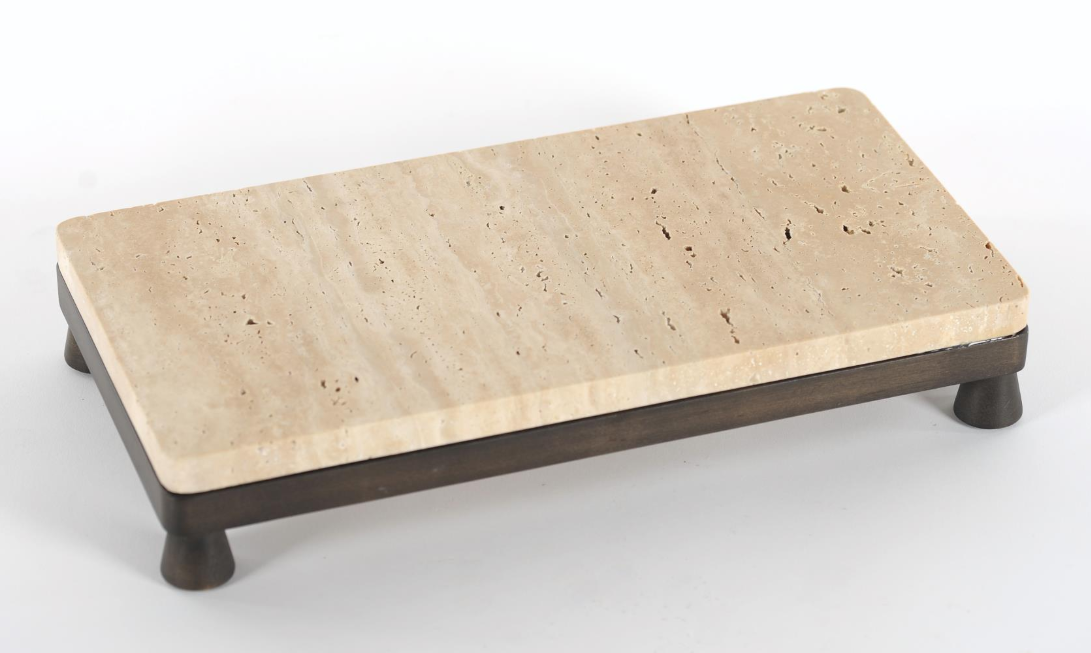 RECTANGULAR MARBLE TRAY - TRAVERTIN