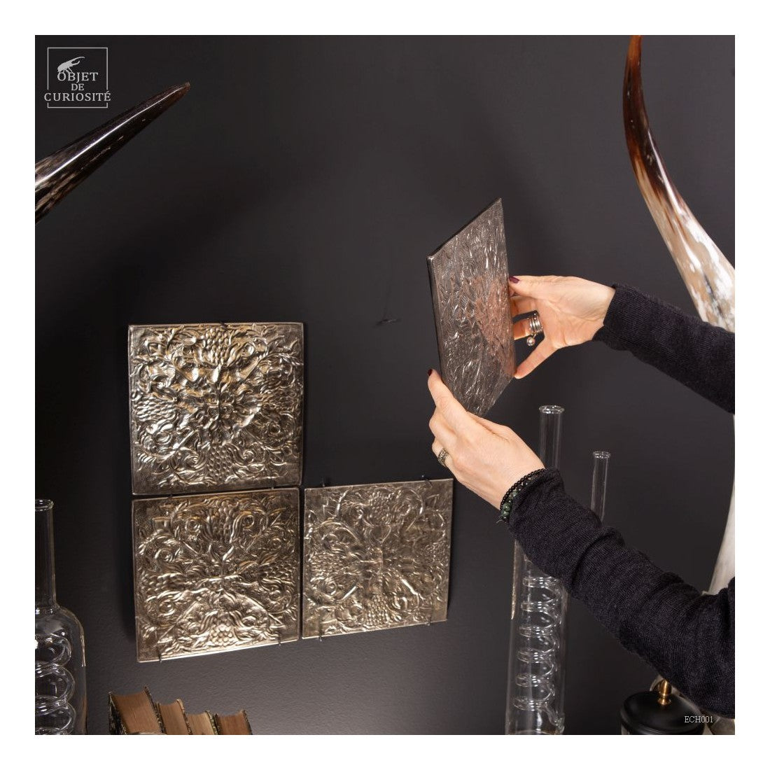 Wall decorative panel nickel antique