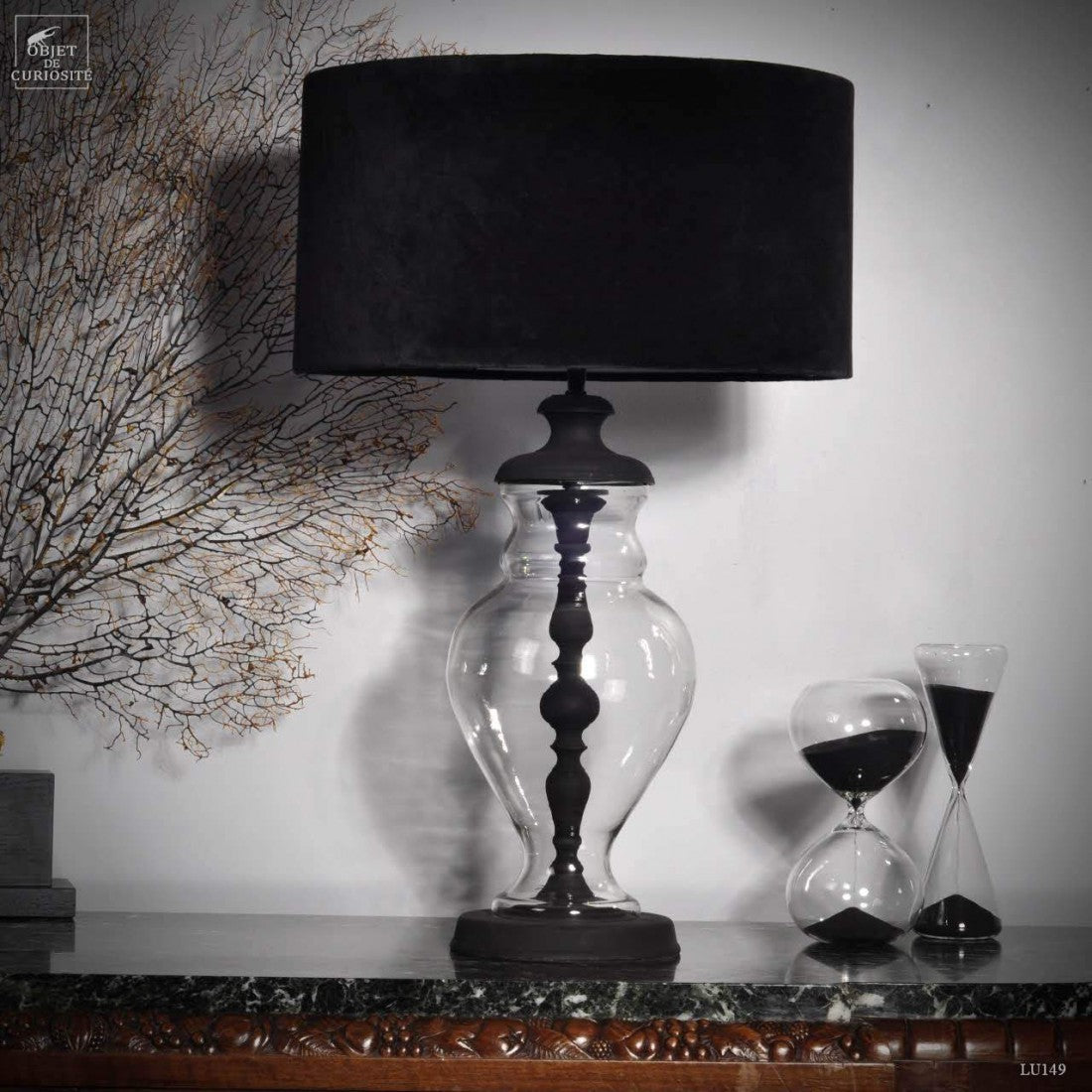 Clear glass table lamp
